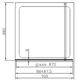 Paravan dus sticla securizata walk-in 90x200 cm, auriu periat, Mediterraneo Foxy 900x2000 mm