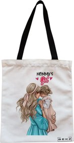 Sacosa de Panza pentru Cumparaturi, Geanta Tote, model Mommy's Girl, Cu fermoar, 38x34.5 cm, Alba, BEKZ®