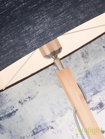 Lampadar modern cu baza din lemn si abajur textil FUJI, negru FUJI/F/4723/B