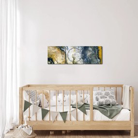 Tablou - Abstract auriu (cu ceas) (90x30 cm)