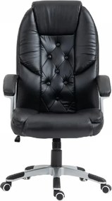 RESIGILAT- Scaun directorial cu Masaj si Incalzire, 8 puncte de masaj vibrator, telecomanda, piele ecologica, Negru