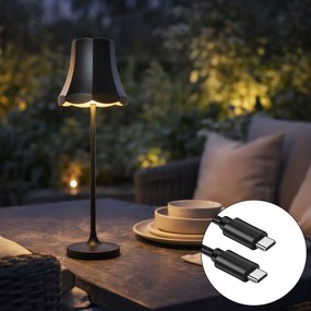 Lampă de masă retro neagră reîncărcabilă IP44 - Granny