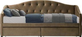Pat cu spaţiu de depozitare, 90x200, ţesătură Velvet maro, ZASKA