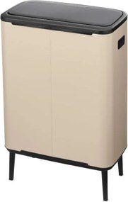 Cos de gunoi Brabantia Bo Touch Hi 1010457, 60 l, Manere laterale, Picioare reglabile, Bej