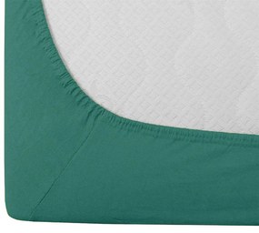 Cearsaf de pat din jerseu Culoare verde inchis, 140 x 200 cm