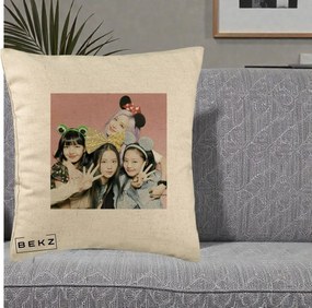 Perna Personalizata K-pop BLACKPINK Accesorii Haioase, 40x40 cm, Bej, Husa Detasabila, Perna Inclusa, BEKZ®