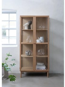 Vitrină în culoare naturală din lemn masiv de stejar 190x90 cm Elba – Unique Furniture