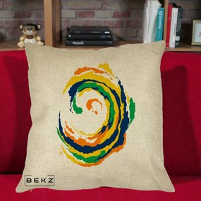 Perna Decorativa Vortex Abstract Colorat, 40x40 cm, Crem, Husa Detasabila, Perna Inclusa, BEKZ®