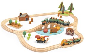Tender Leaf Toys - Set de tren in padure cu brazi din lemn - Wild Pines Train set
