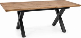 Masa de living extensibila XAVIERO II, stejar artisan/negru mat, 160-2