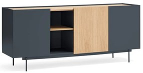 Comodă gri antracit-natural joasă cu aspect de lemn de stejar 180x78 cm Otto – Teulat