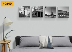 Set tablouri pentru iubitorii de călătorie în design alb-negru