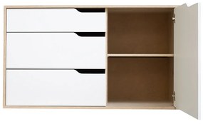 COMODA KAMEN, 120X40.5X71 CM, 3 SERTARE, 1 USA, CULOARE SONOMA/ALB, PAL