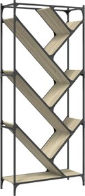 vidaXL Bibliotecă, stejar sonoma, 79x30x180 cm, lemn prelucrat/metal