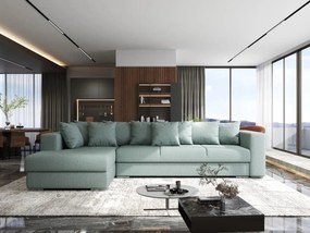 Colțar extensibil dumonde cu ladă de depozitare si sezut confortabil din spuma high-density, Gloria Enjoy Mint 320x183 cm