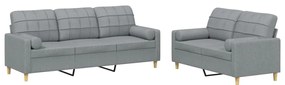 3201322 vidaXL Set de canapele cu perne, 2 piese, gri deschis, material textil