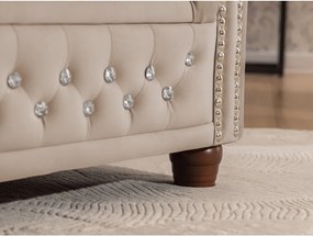 Colțar bej extensibil cu tapițerie din catifea (cu colț pe partea stângă/în formă de ”L”) York Blik – Ropez