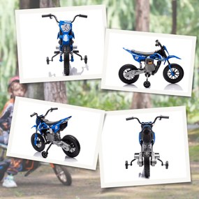 AIYAPLAY Motocicletă Electrică pentru Copii cu Roți Detașabile, Suspensii, Sunete și Indicator de Încărcare, Albastru | Aosom Romania