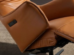 Fotoliu pivotant, functie relax, tapitat cu piele Brown