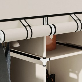HOMCOM Dulap Textil cu 8 Rafturi și 2 Bare, Economisitor de Spațiu pentru Dormitor, 125x43x162,5 cm, Gri Deschis | Aosom Romania