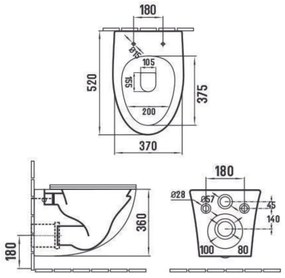 Set vas wc suspendat rimless cu capac soft close Foglia Alice, rezervor incastrat si clapeta crom Skate Air Grohe