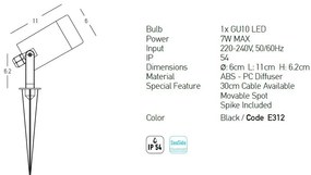 Proiector cu tarus iluminat exterior decorativ IP54 Ravy GU10