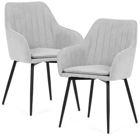 Set de scaune de masă 2 buc, argintiu, 53 x 80 x62 cm