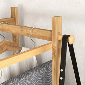 HOMCOM Cuier de Podea Autoportant cu Bară Centrală, 4 Bare Laterale, 2 Cârlige și 2 Rafturi, 46x28,5x153,5 cm, Negru | Aosom Romania