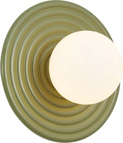 Lampă de perete retro verde cu opal rotund 20cm IP44 - Lila