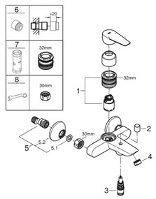 GROHE 23605001 - Baterie pentru cadă BAUEDGE 150±15 mm, crom lucios