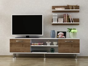 Comoda TV Derma - Alb, Walnut