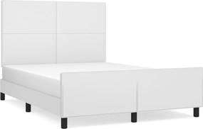 vidaXL Cadru de pat cu tăblie, alb, 140x200 cm, piele ecologică