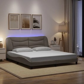 vidaXL Cadru de pat cu LED fără saltea Taupe 180x200 cm Material