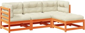 vidaXL Set canapele grădină cu perne, 4 piese, maro ceruit, lemn pin