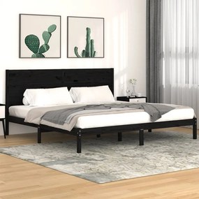 3104177 vidaXL Cadru de pat, negru, 200x200 cm, lemn masiv de pin
