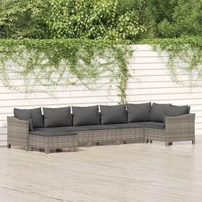 3187293 vidaXL Set mobilier de grădină cu perne, 7 piese, gri, poliratan