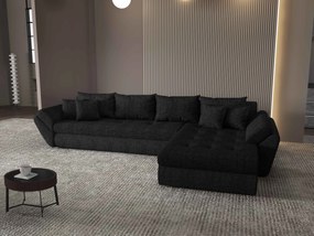 Colțar extensibil dumonde cu ladă de depozitare si sezut confortabil din spuma high-density, Loana XL Enjoy Negru II 335x185 cm