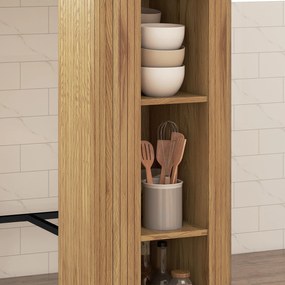 HOMCOM Masă Înaltă, Masă de Bar cu 3 Rafturi de Depozitare și Picioare Metalice, 112x50x106 cm, Lemn Natural | Aosom Romania