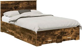 vidaXL Cadru de pat Stejar fumuriu 120 x 200 cm Lemn compozit