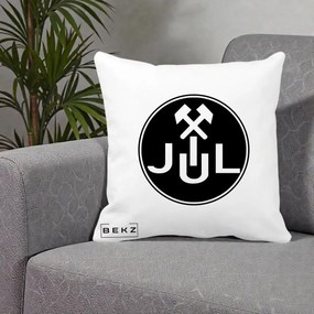 Perna Personalizata JUL Jiul Lupeni Fotbal, 40x40 cm, Alba Mata, Husa Detasabila, Perna Inclusa, BEKZ®