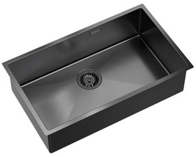 Chiuveta inox sub blat Quadron Unique Anthony 80 finisaj grafit 74x44 cm