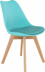 Scaun BALI NEW, mentol/fag, piele ecologica/plastic/lemn, 48x56x81 cm