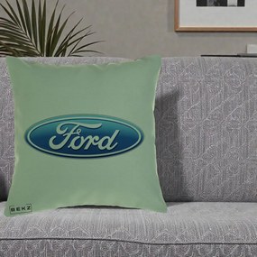 Perna Personalizata cu emblema Ford, 40x40 cm, Verde, Husa Detasabila, Perna Inclusa, BEKZ®
