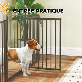 PawHut Parc pentru câine, parc pentru animale, 5 panouri, gard portabil pliabil, sigur, negru | Aosom Romania