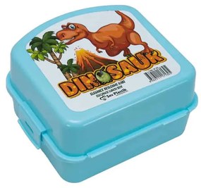 Cutie alimentara copii, 3 compartimente, Albastru cu dinozaur