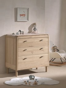 Set FORREST OAK format dintr-un Pat copii pentru copii mici (70 x 140 cm) și o comodă cu 3 sertare.