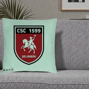 Perna Personalizata CSC 1599 Selimbar Fotbal, 40x40 cm, Verde Menta, Husa Detasabila, Perna Inclusa, BEKZ®