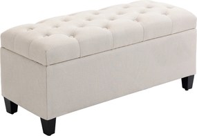 HOMCOM Banc de rangement taburet salon cap de pat cufar de depozitare pentru salon, camera, intrare, 100 x 40 x 44 cm, alb | Aosom Romania