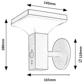 Lampa solara cu senzor de miscare, IP44 Geleen