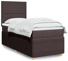 3291907 vidaXL Pat box spring cu saltea, maro închis, 90x190 cm, textil